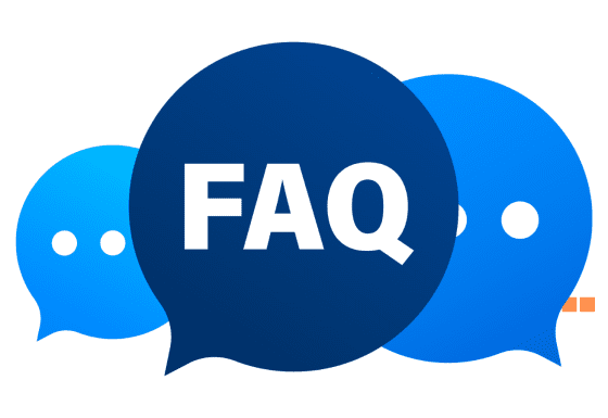 Illustration of a question mark surrounded by frequently asked questions (FAQ) symbols, representing a Frequently Asked Questions section.