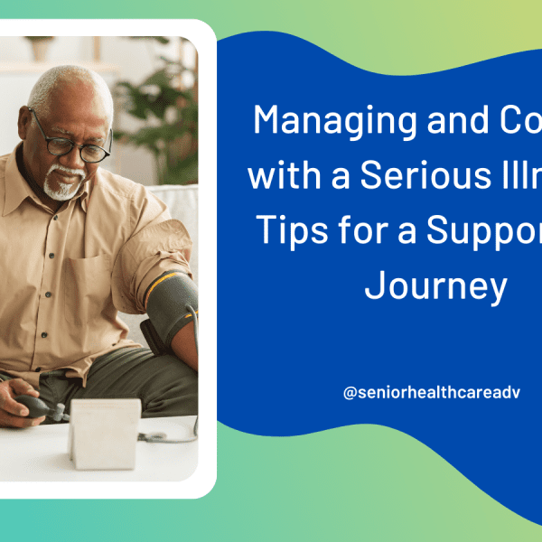 A man is taking his blood pressure, an important aspect of managing serious illness.